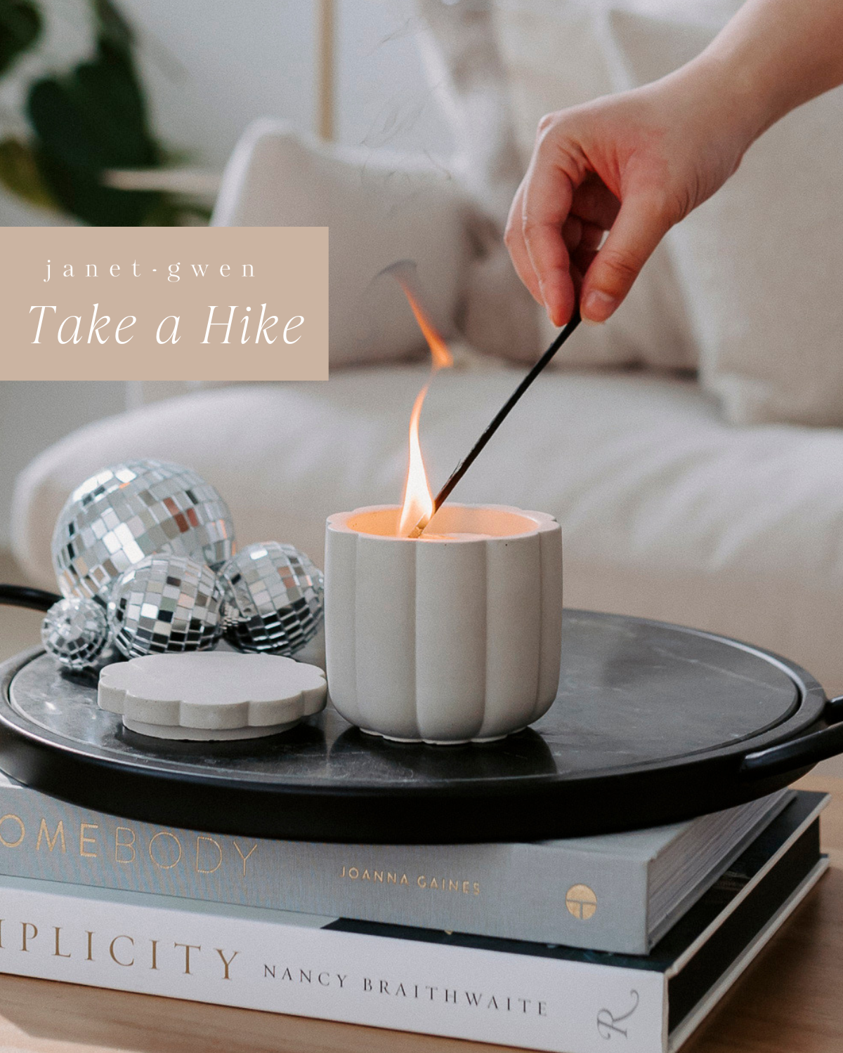 Take A Hike - Flower Concrete Vessel Soy Candle Wood Wick