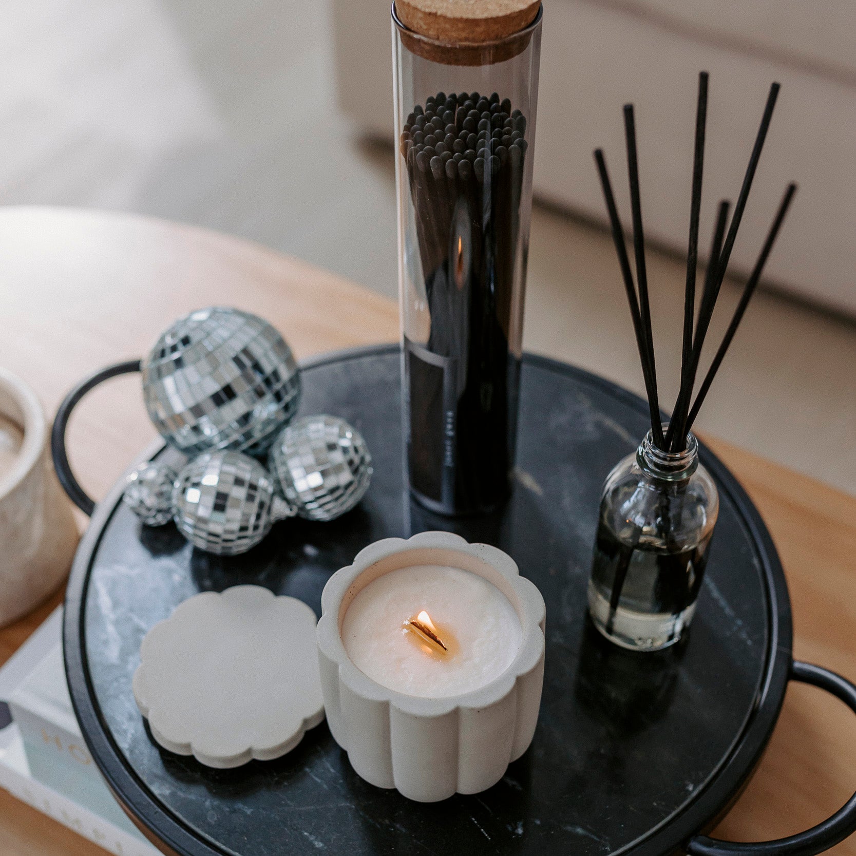 Love By The Moon- Flower Concrete Vessel Soy Candle