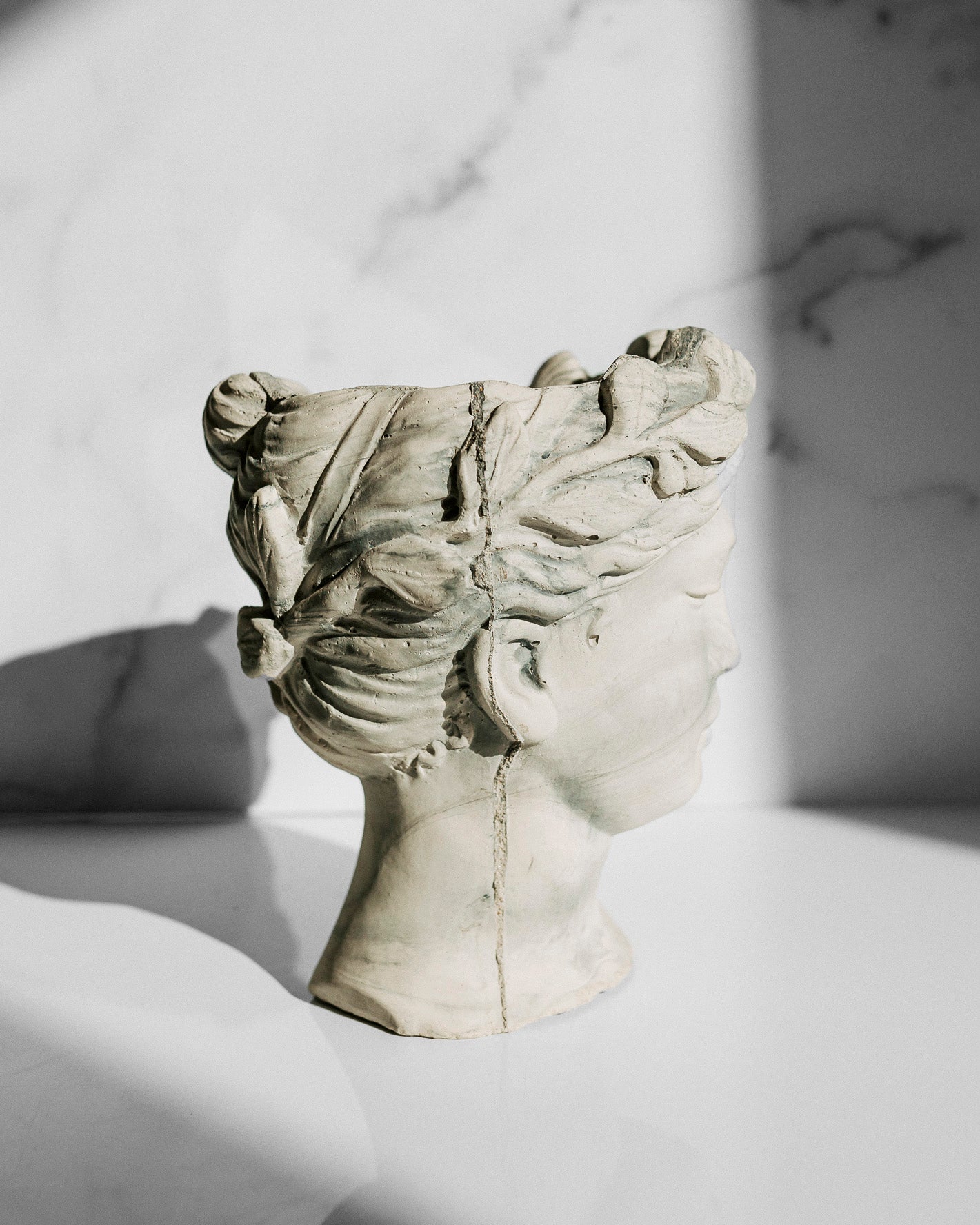 Marble Greek Goddess Concrete Head Planter