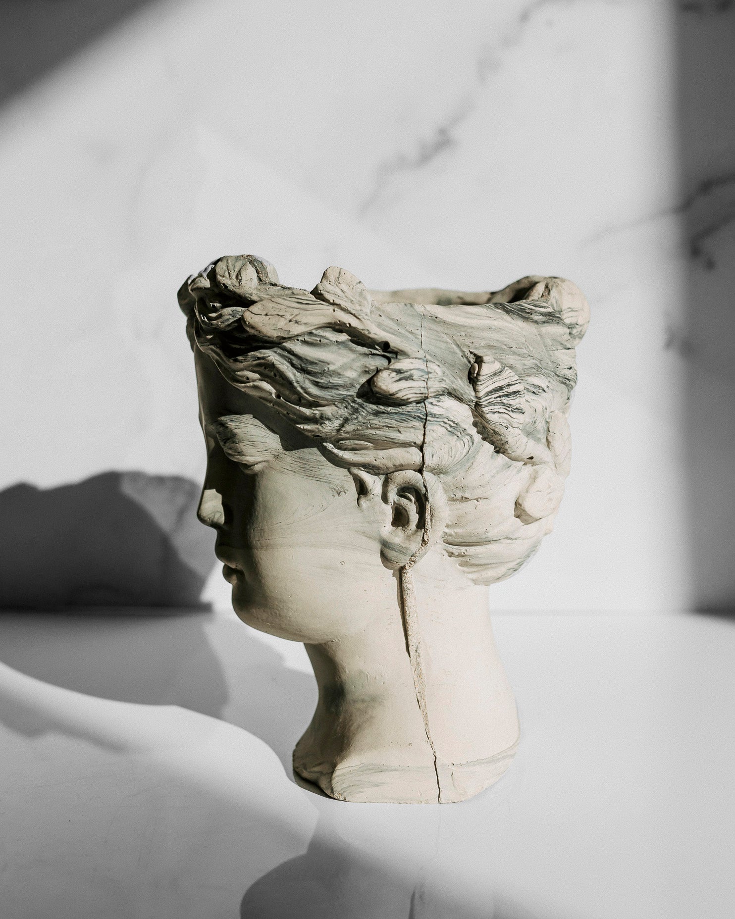 Marble Greek Goddess Concrete Head Planter