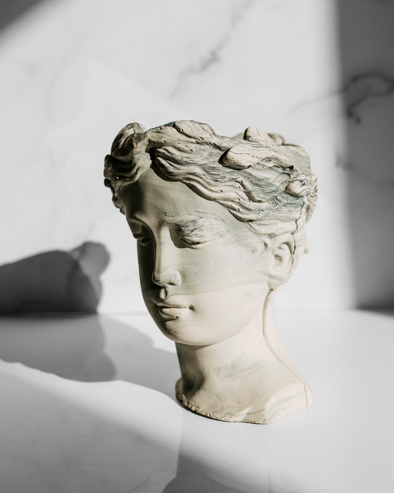 Marble Greek Goddess Concrete Head Planter