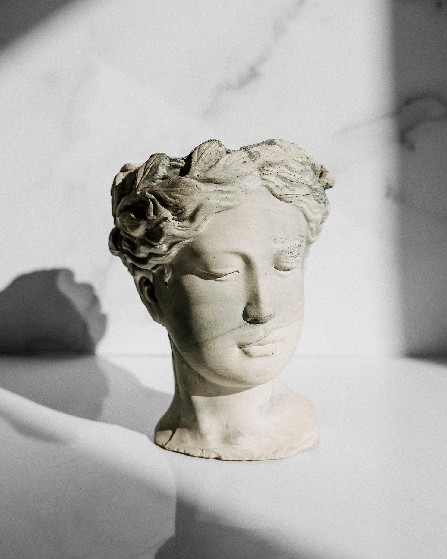 Marble Greek Goddess Concrete Head Planter