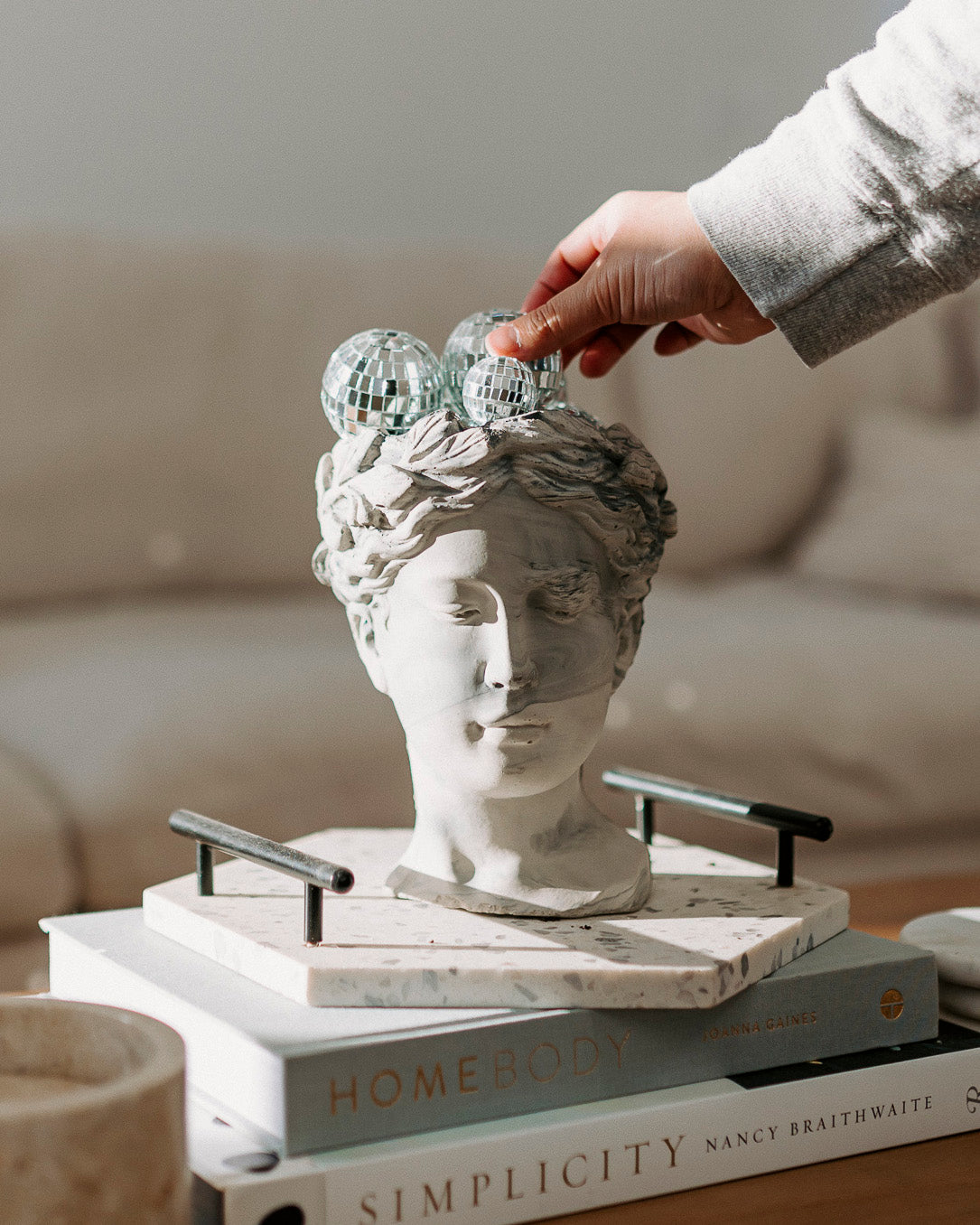 Marble Greek Goddess Concrete Head Planter