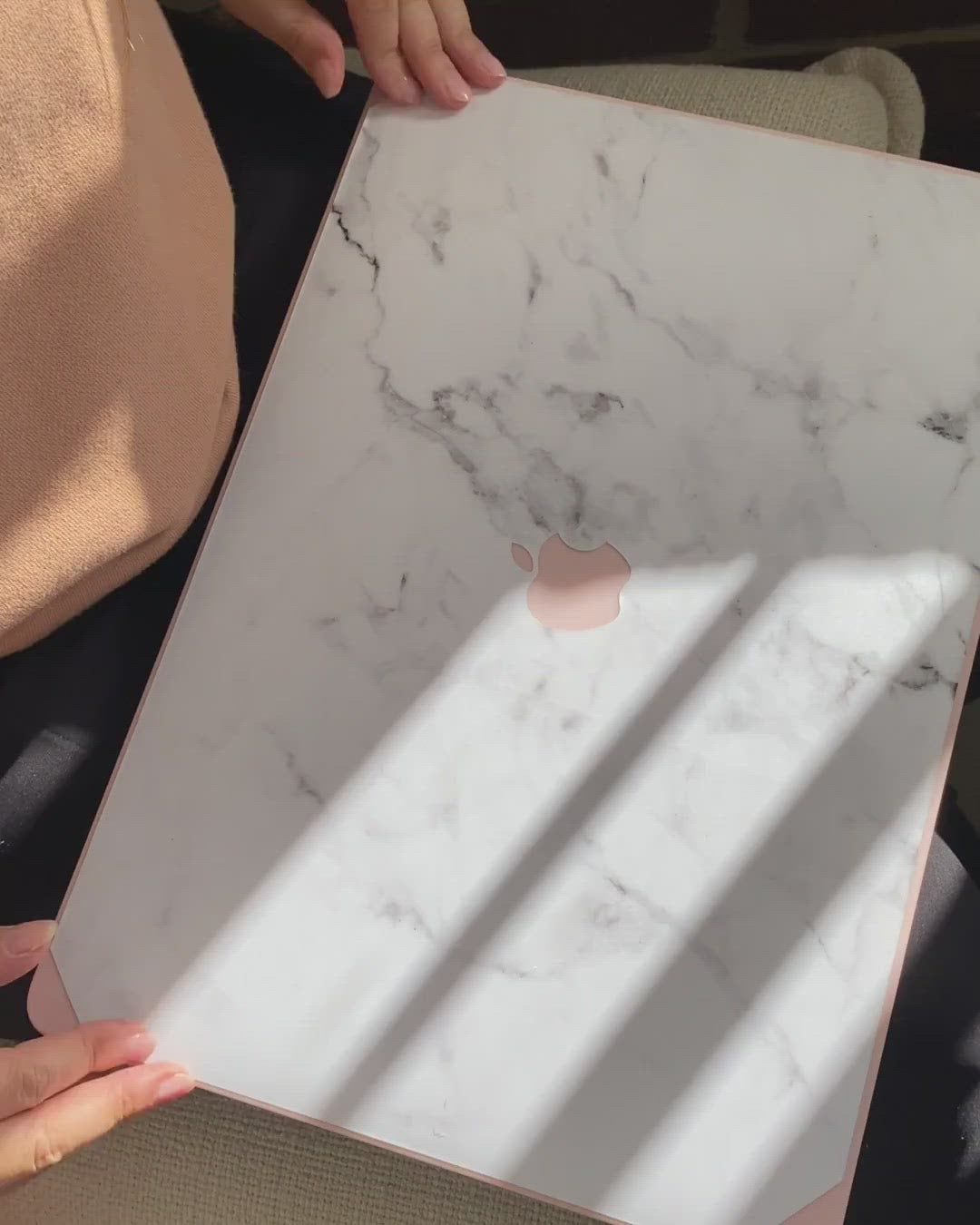 Pink and White Marble Macbook Case