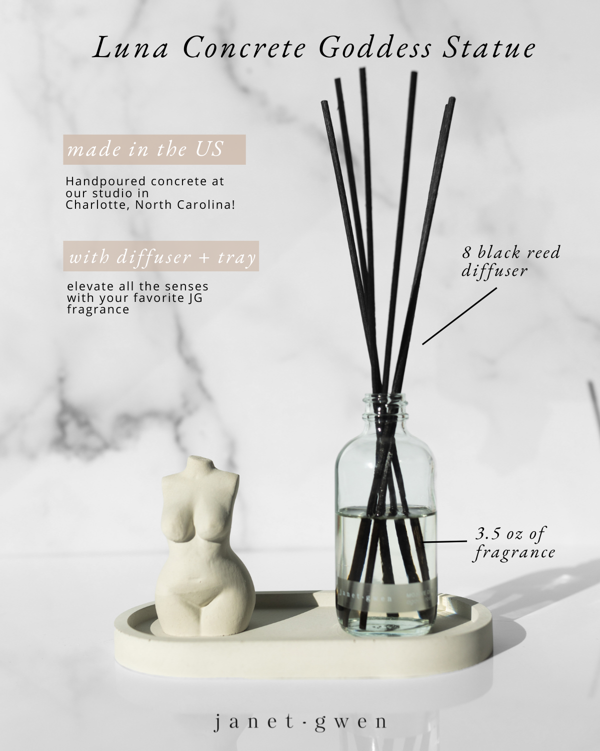 Luna Concrete Goddess with Tray and Diffuser