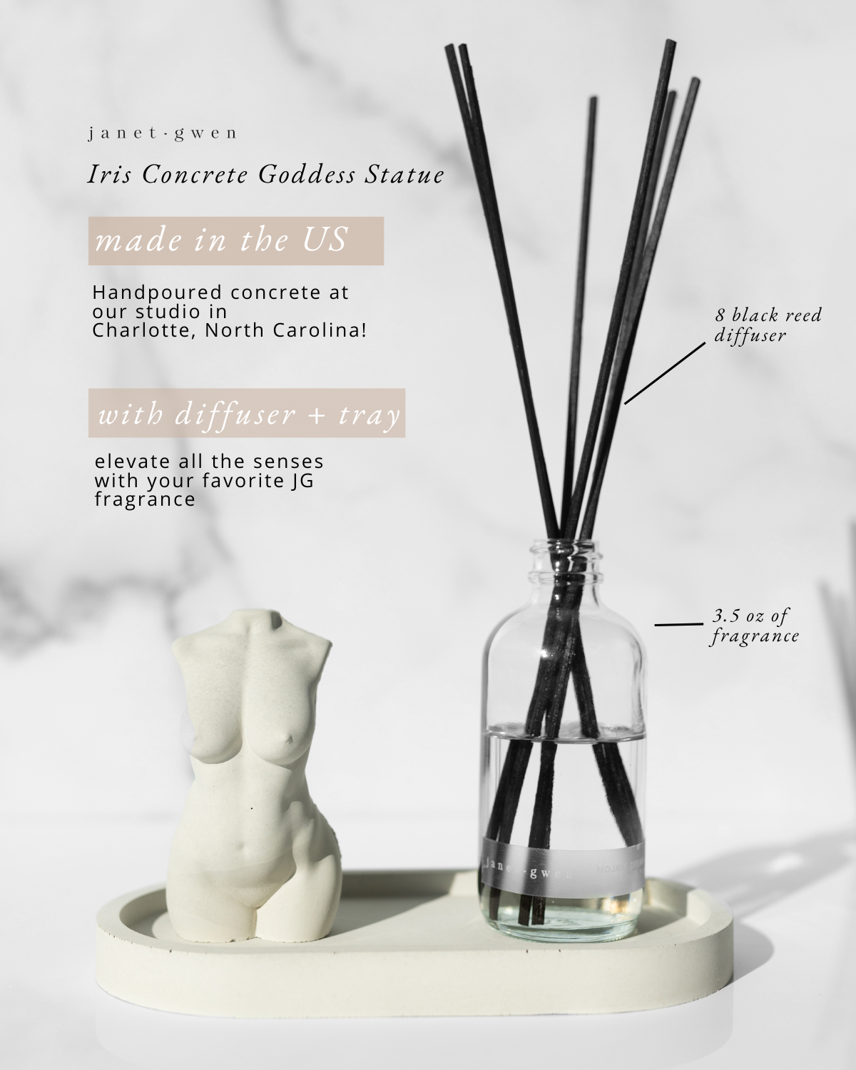 Iris Concrete Goddess with Tray and Diffuser
