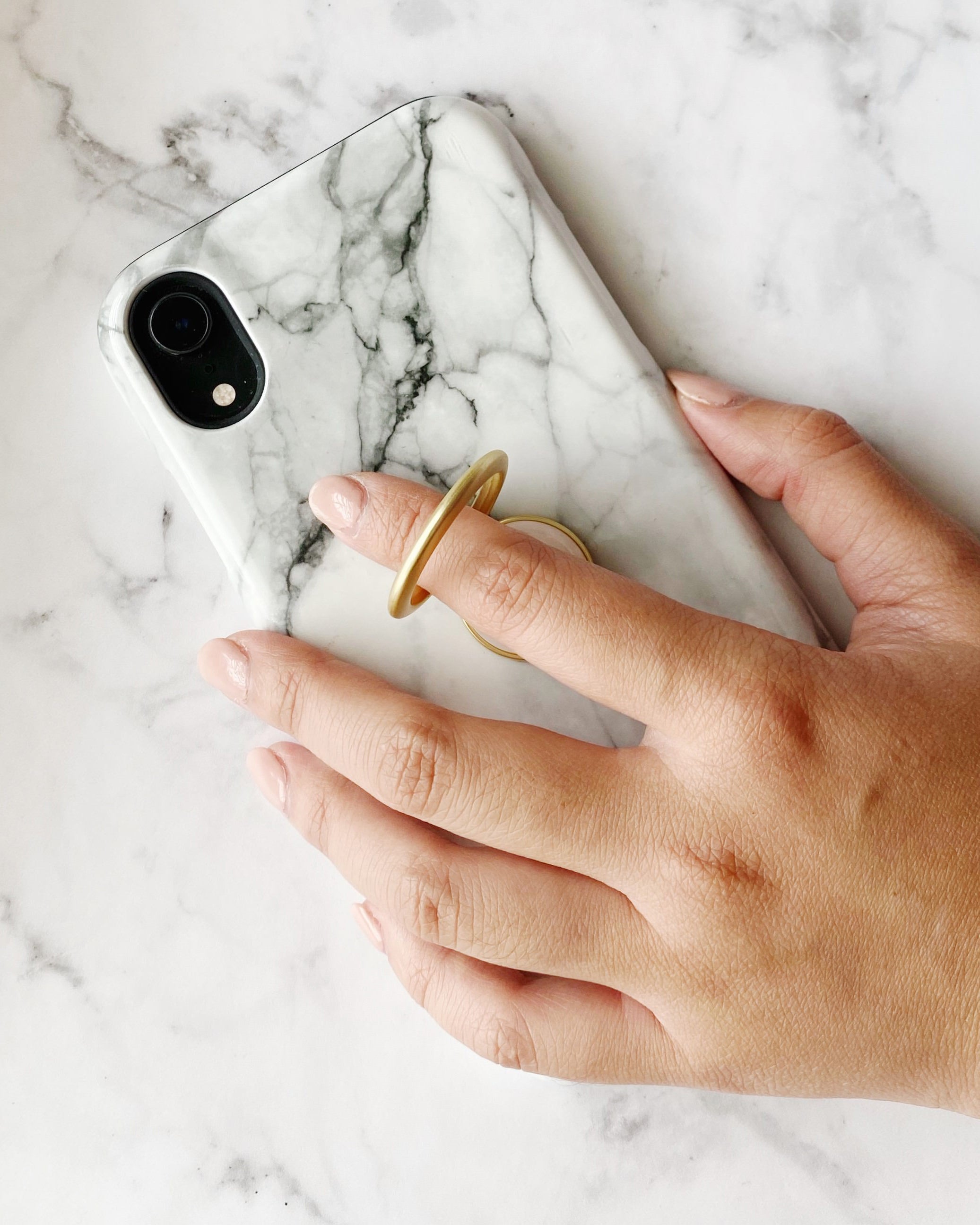 Rose Quartz Gold Phone Ring