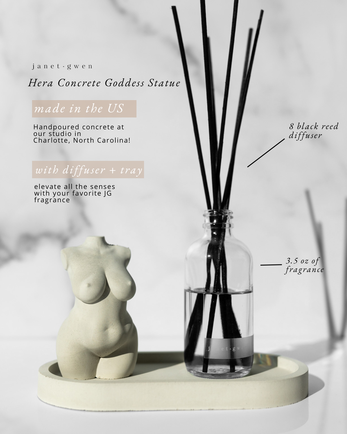Hera Concrete Goddess with Tray and Diffuser