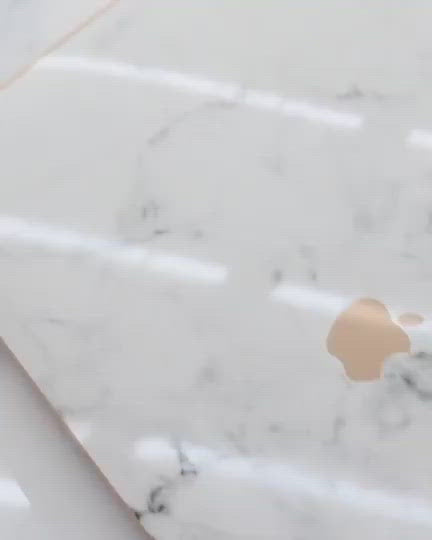 Gold and Logo White Marble MacBook Case