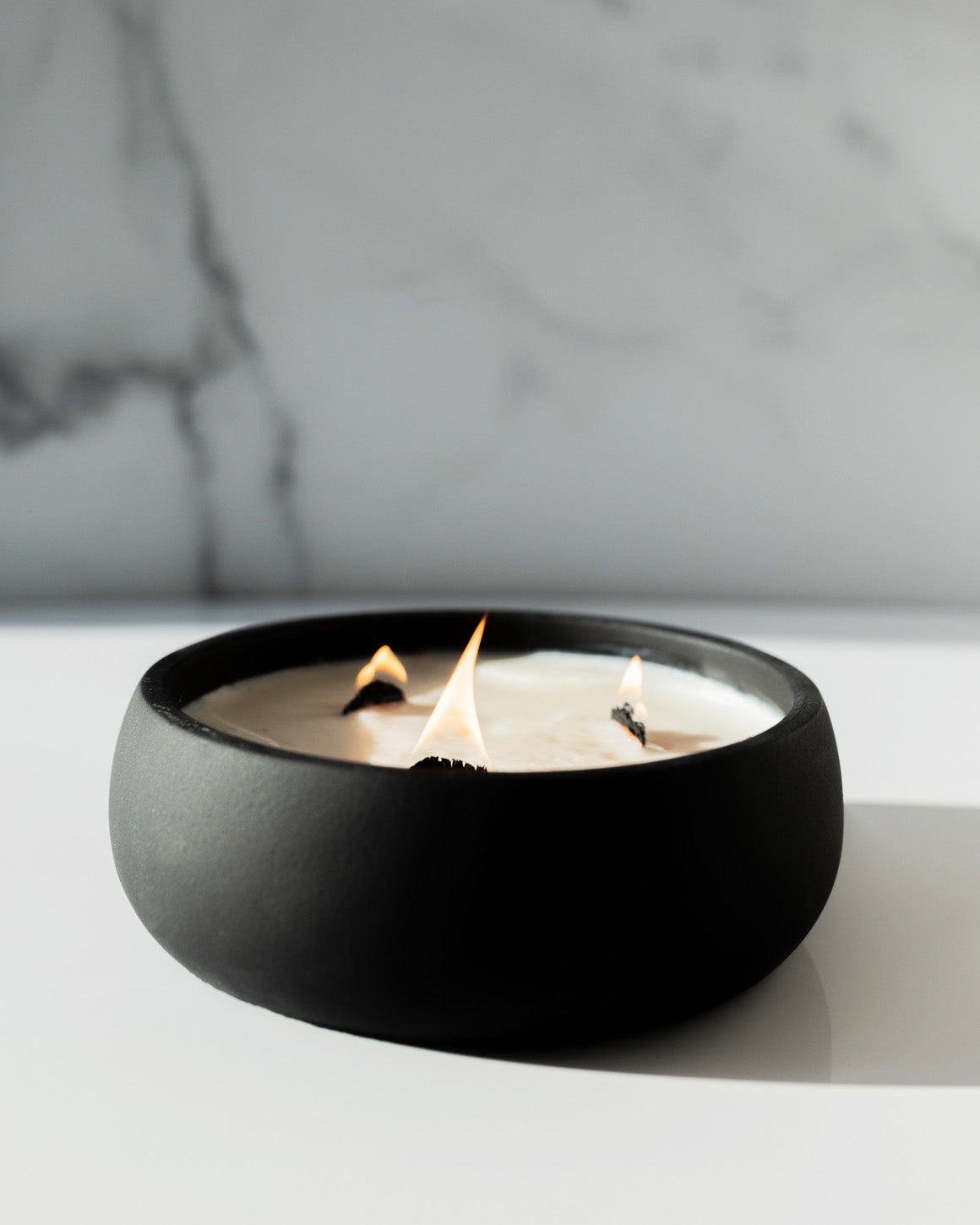 But First Sleep Coconut Soy Candle - Black Concrete Wooden Wick Vessel