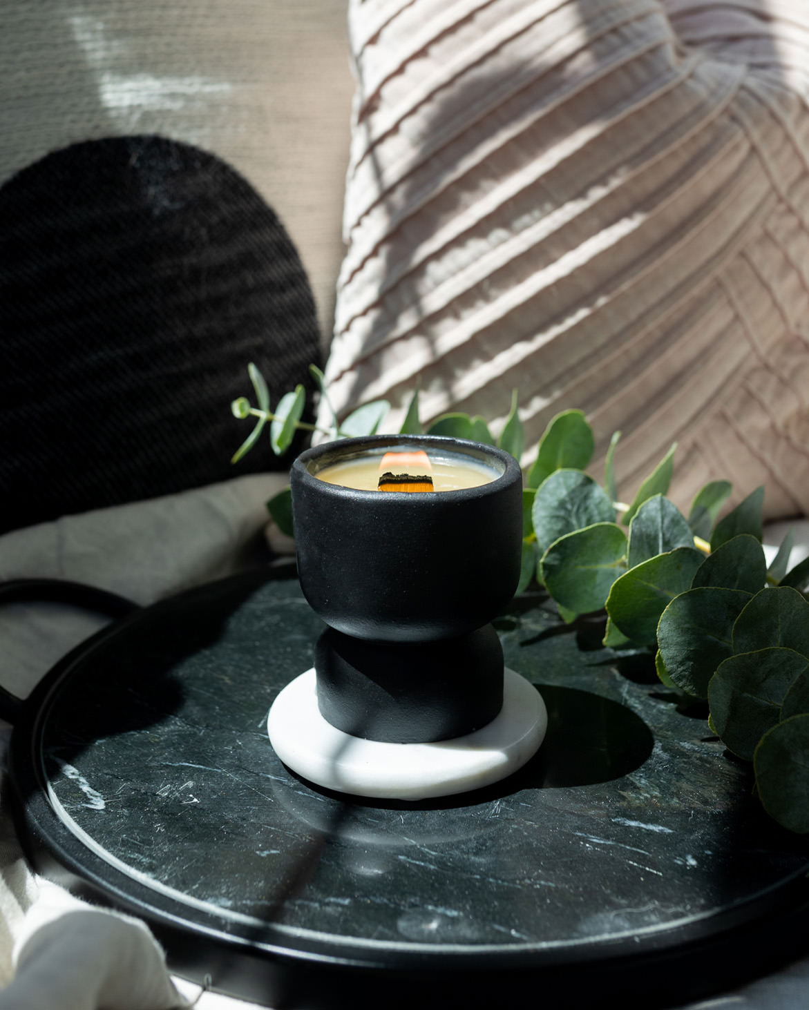 Calm Within the Chaos Coconut Soy Candle - Black Pedestal