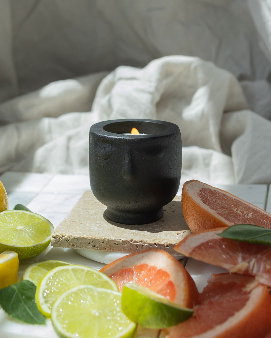 Good Vibes Coconut Soy Candle -  Modern Face Vessel Noir