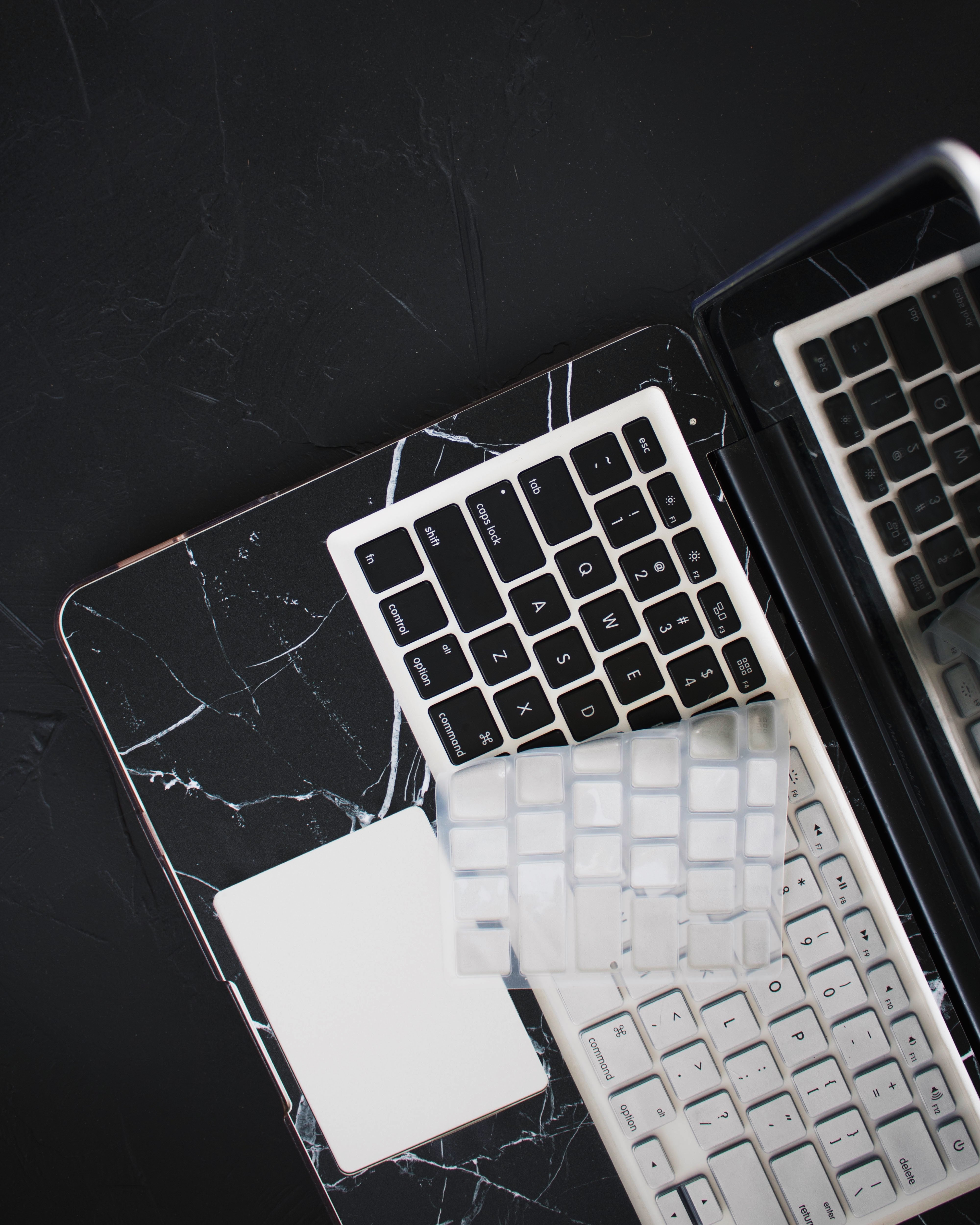 Black Marble Silver and Logo Macbook Case