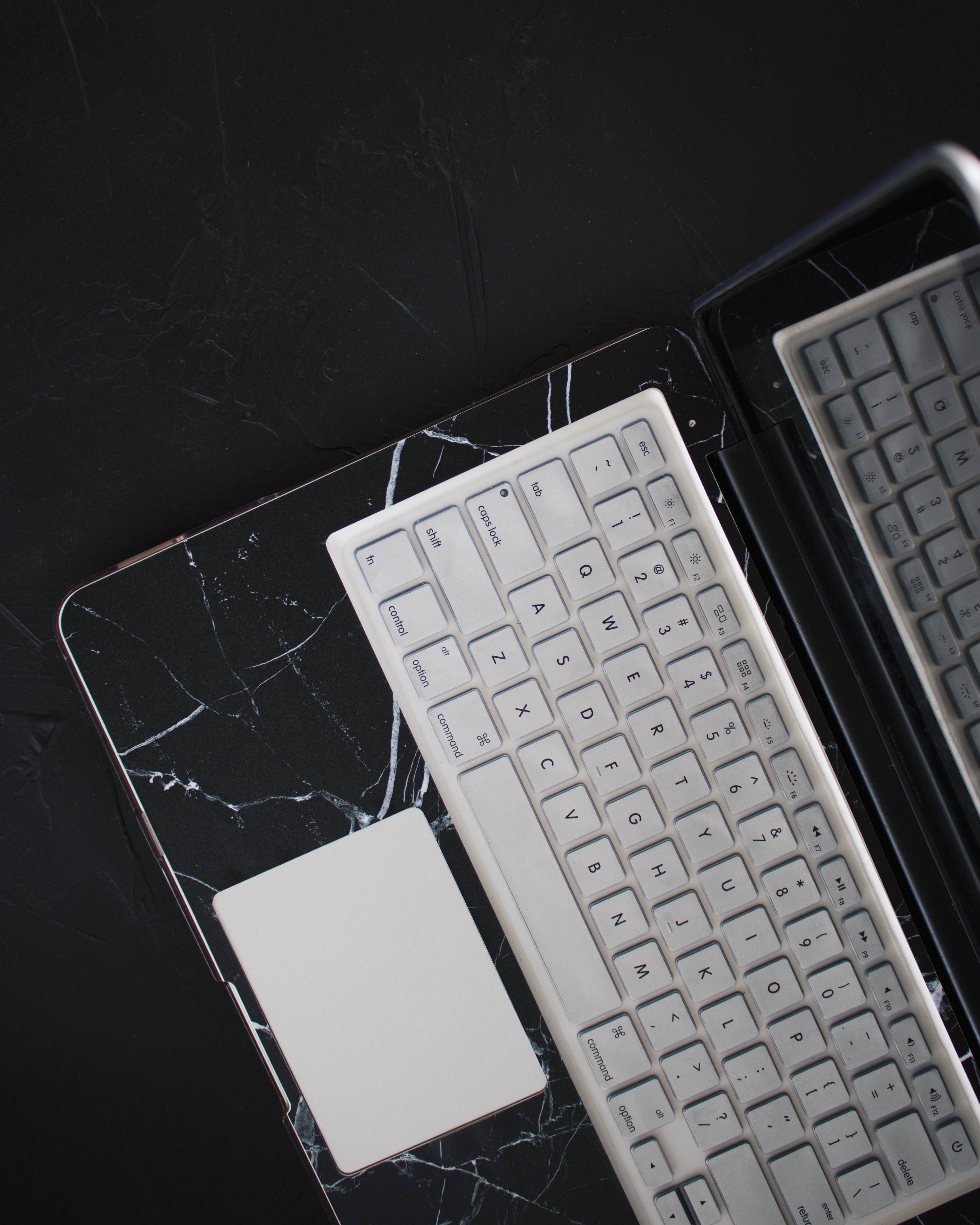 Black Marble Silver and Logo Macbook Case