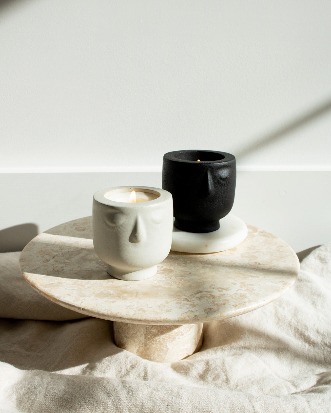 Live By The Sun Coconut Soy Candle -  Modern Face Vessel Noir