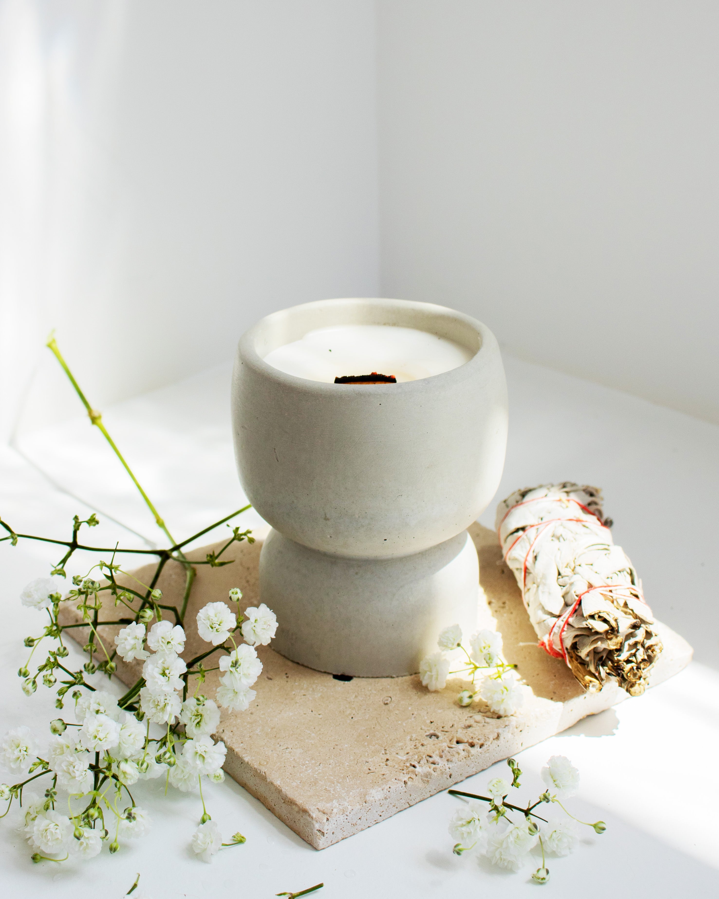 Pause  Coconut Soy Candle - Concrete Pedestal