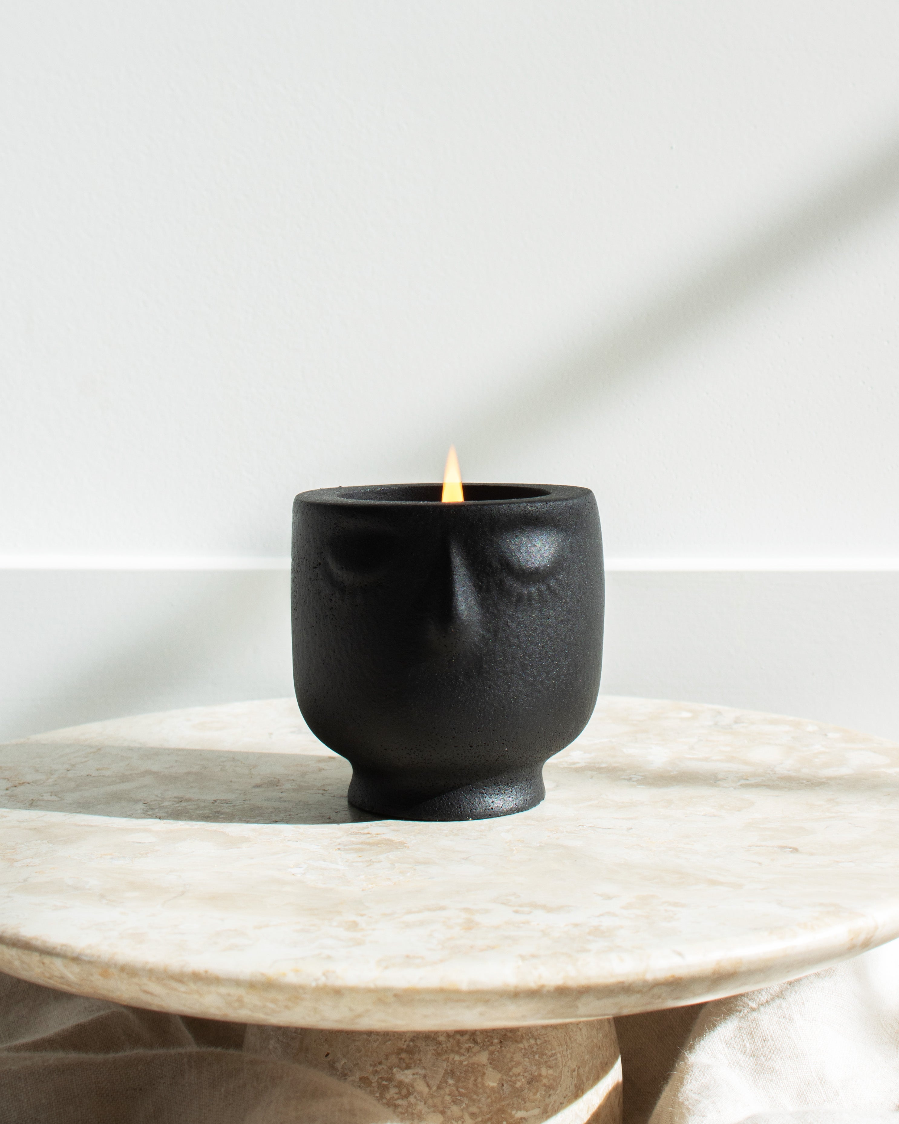 Live By The Sun Coconut Soy Candle -  Modern Face Vessel Noir