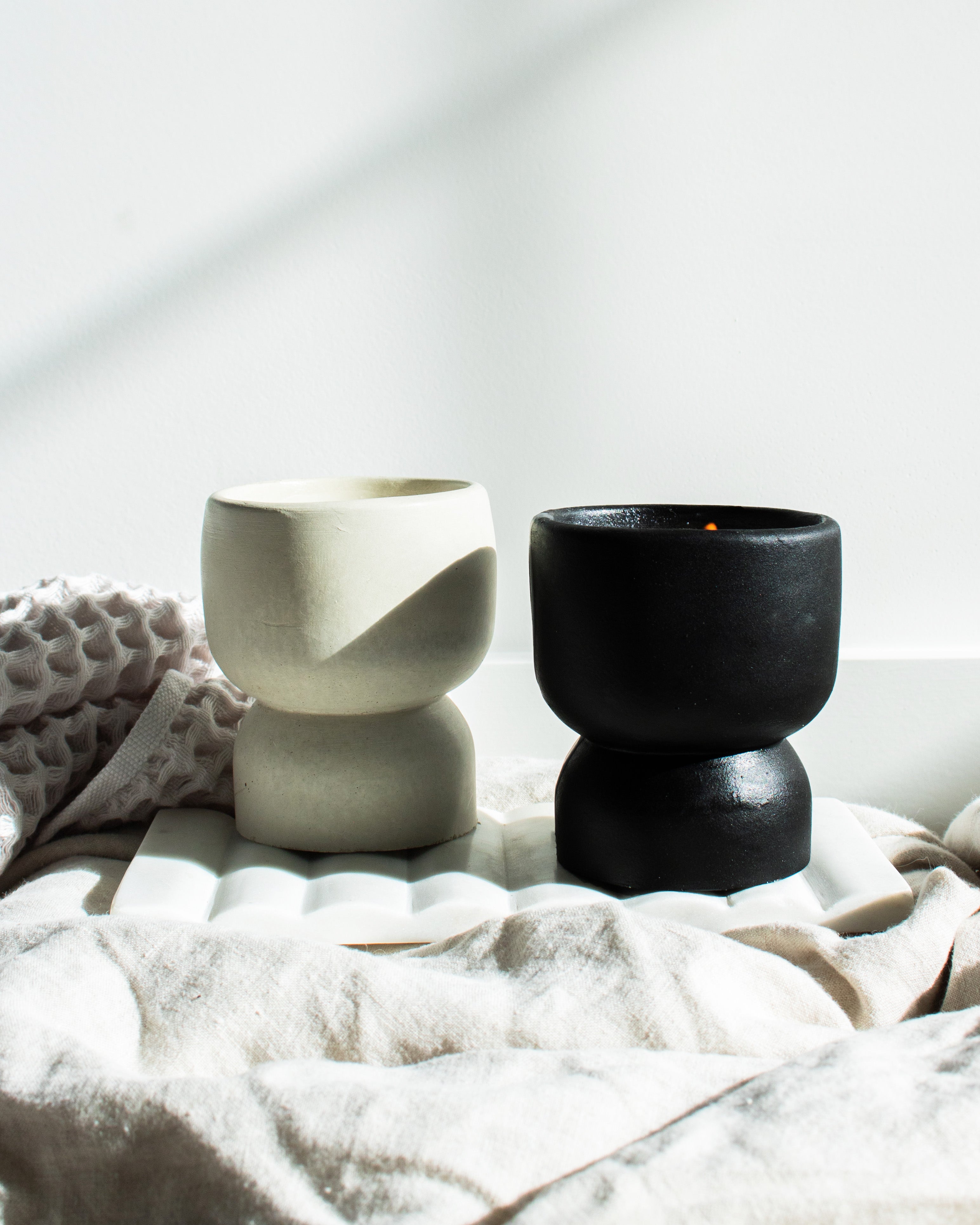 Love By The Moon Black Coconut Soy Wax - Concrete Pedestal