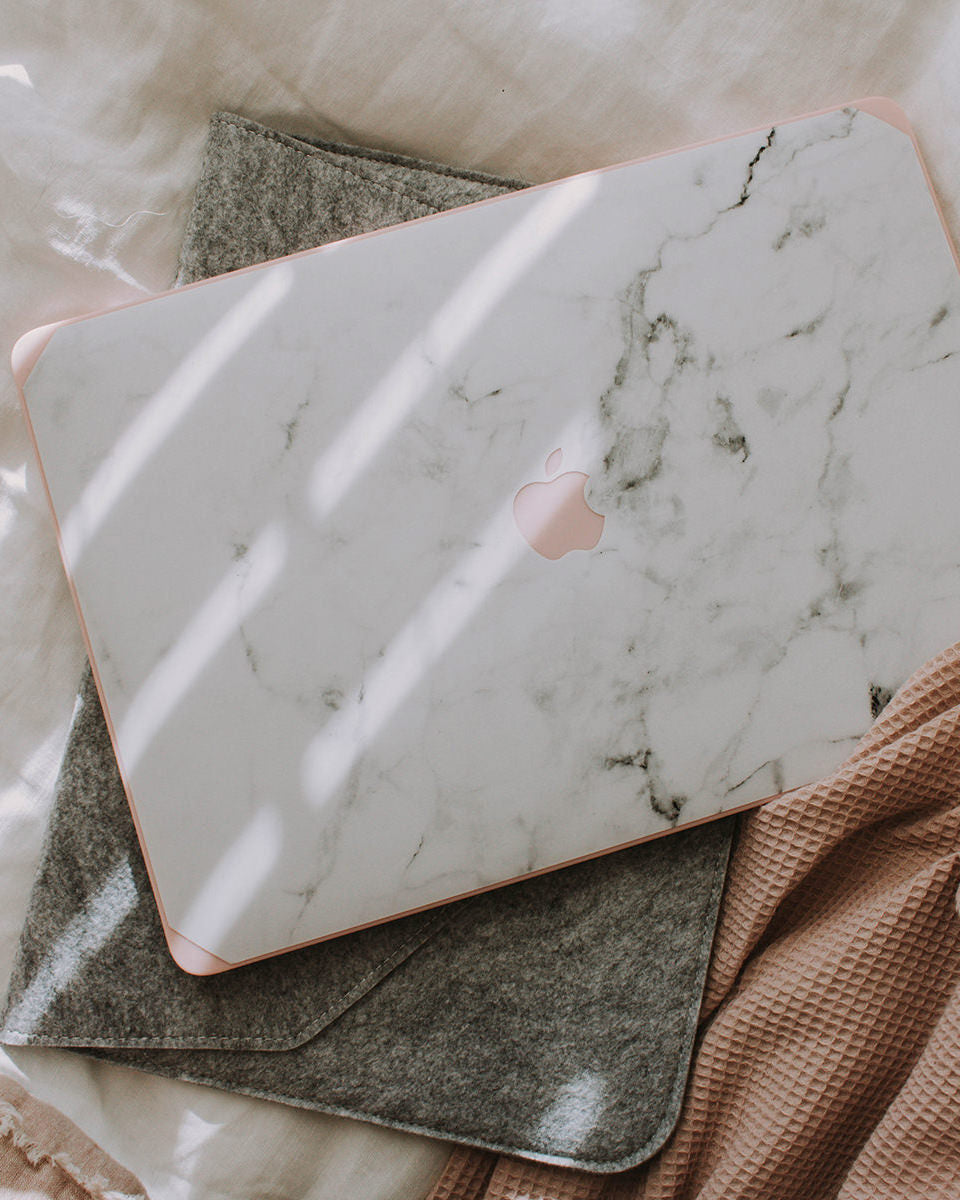 Pink and White Marble Case + Accessories Bundle