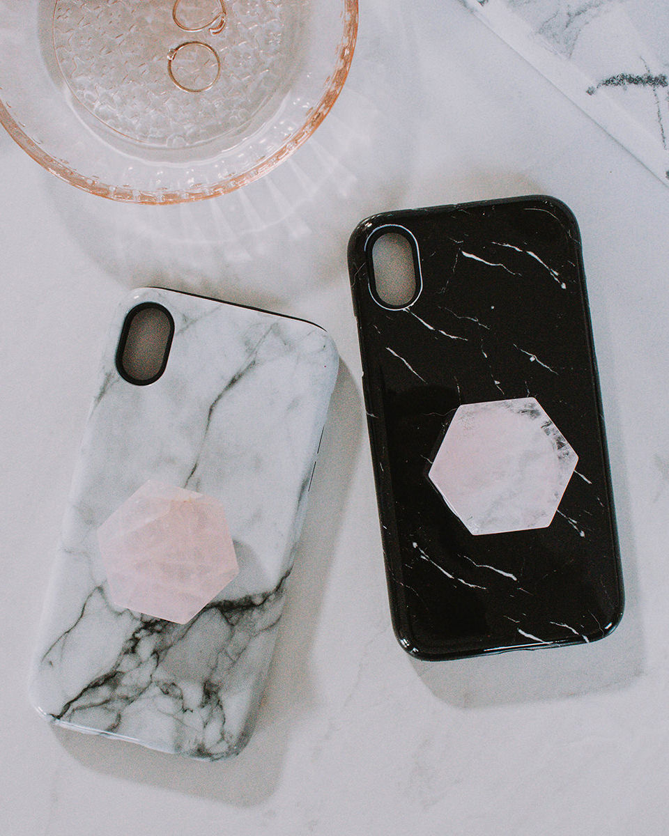 Rose Quartz White Phone Grip