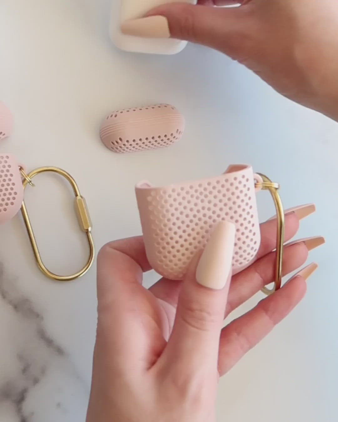 Mesh Matte Pink Airpod Case