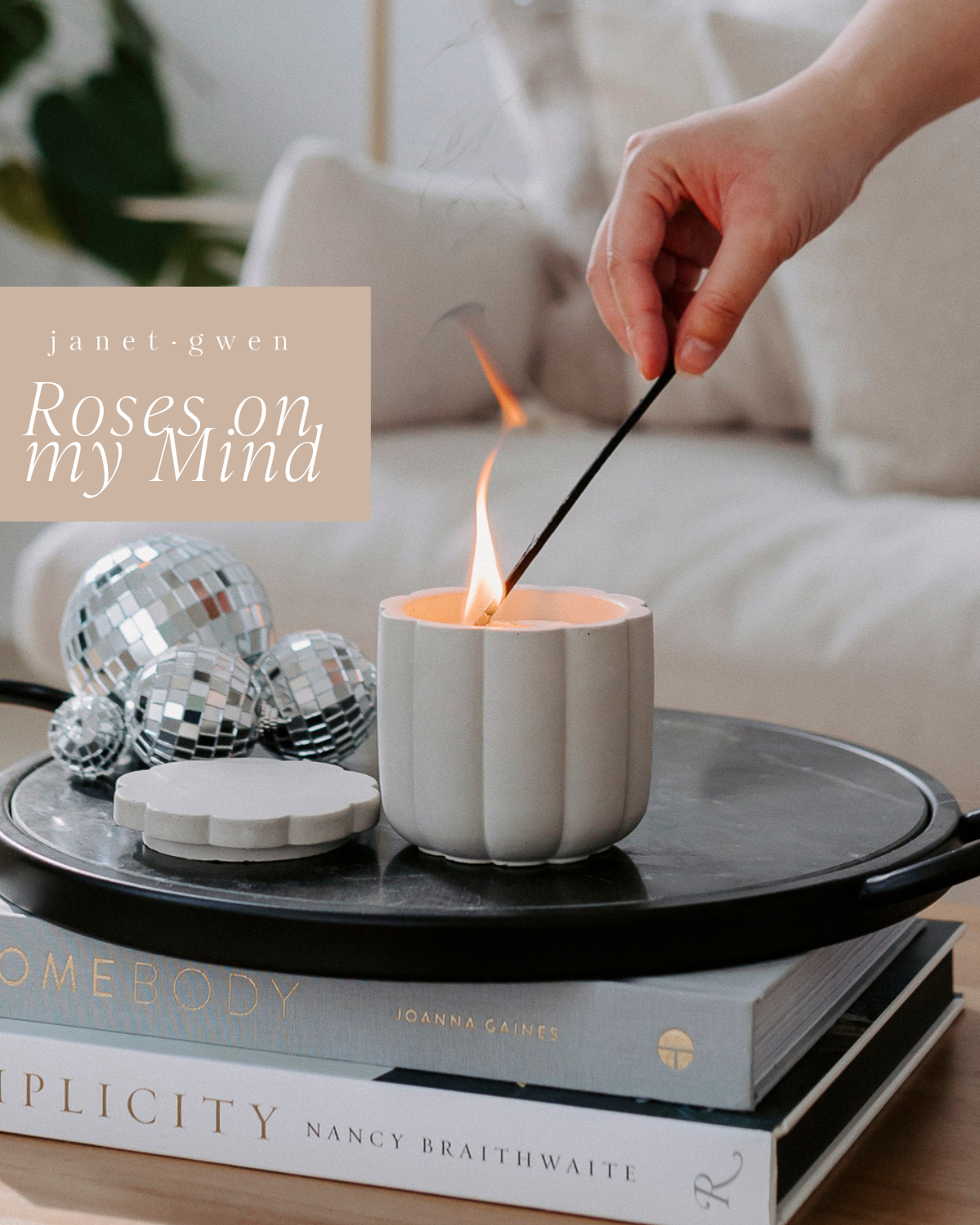 Roses On My Mind- Flower Concrete Vessel Coconut Soy Candle