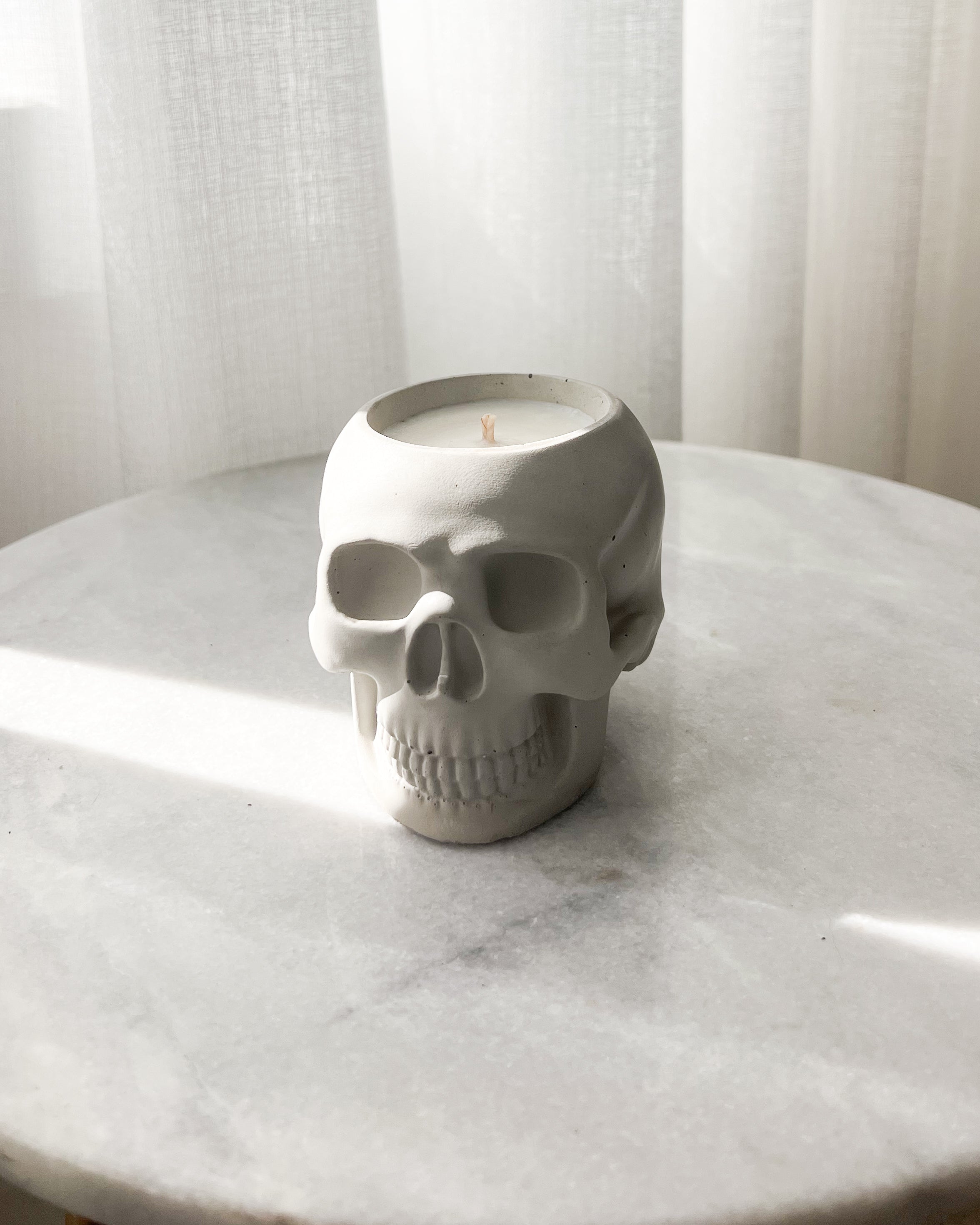 Concrete Skull Candle