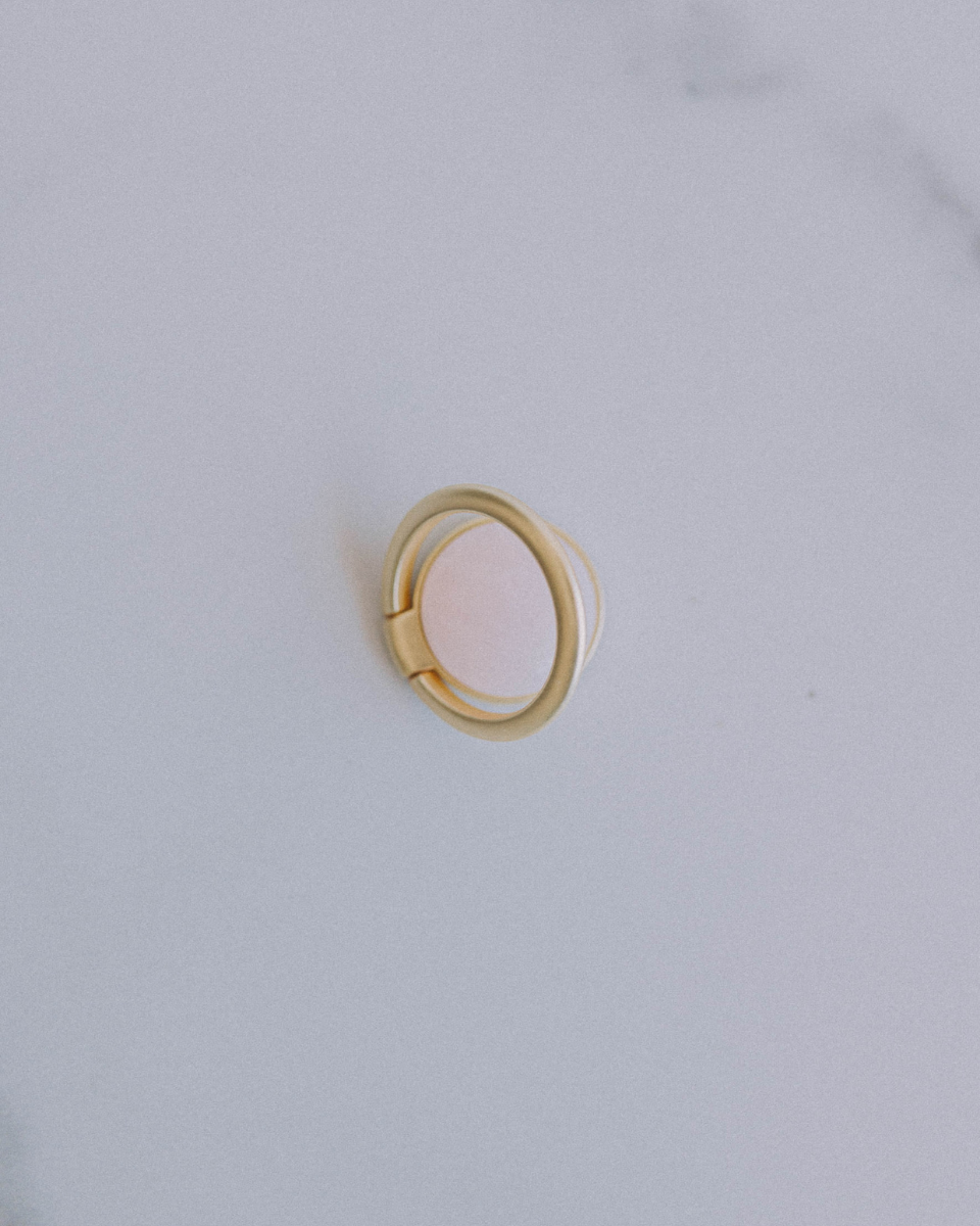 Rose Quartz Gold Phone Ring