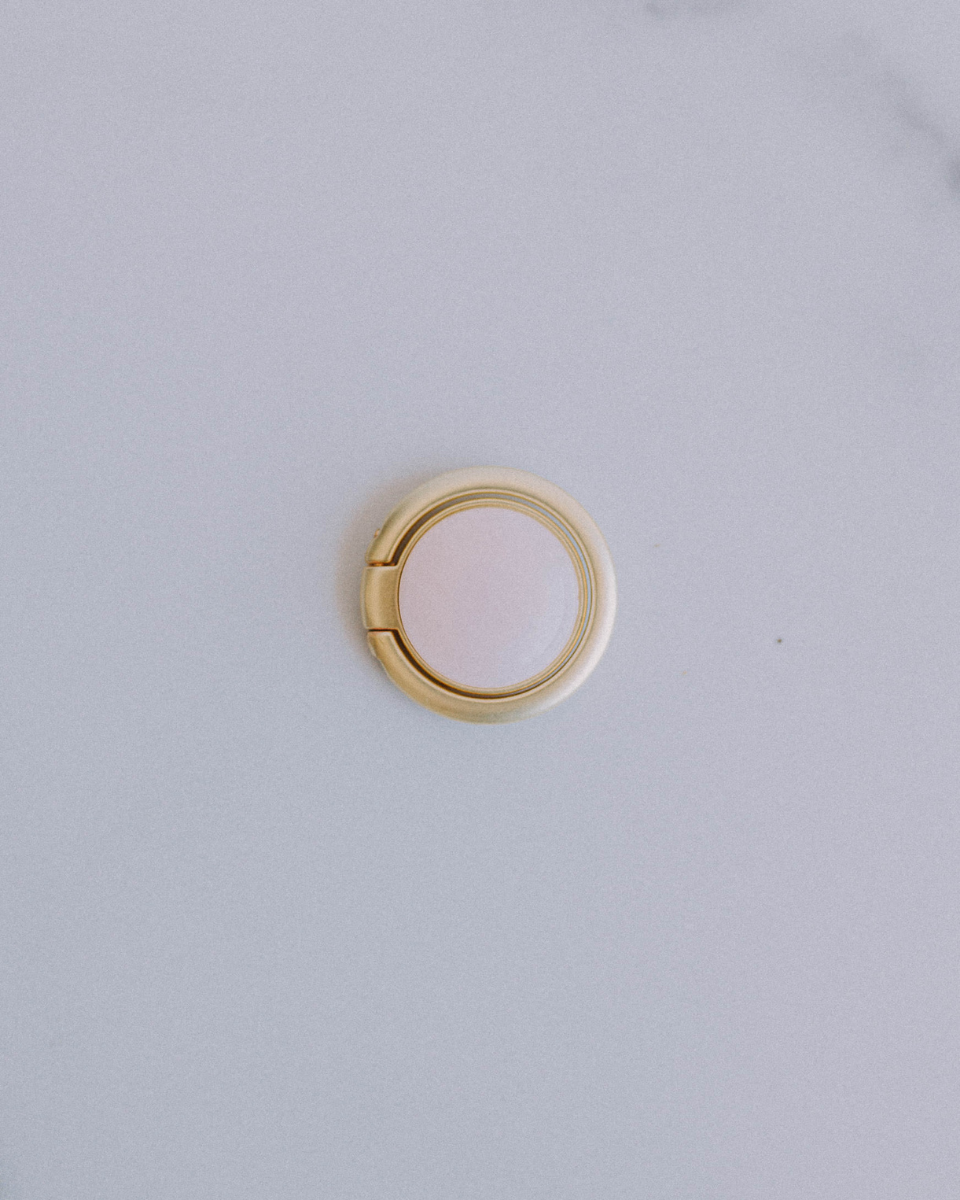 Rose Quartz Gold Phone Ring