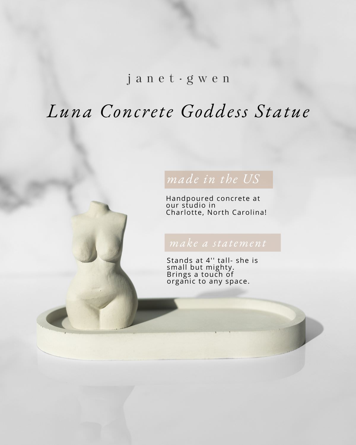 Luna Concrete Goddess Statue