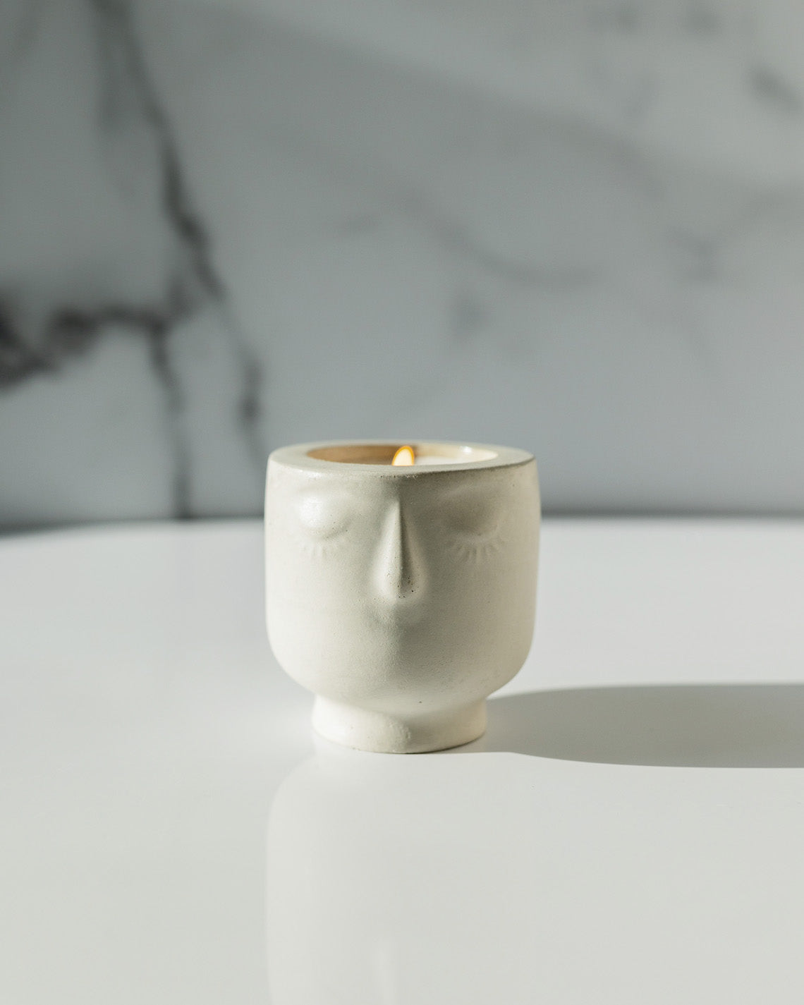 Love The Moon Coconut Soy Candle -  Modern Face Vessel