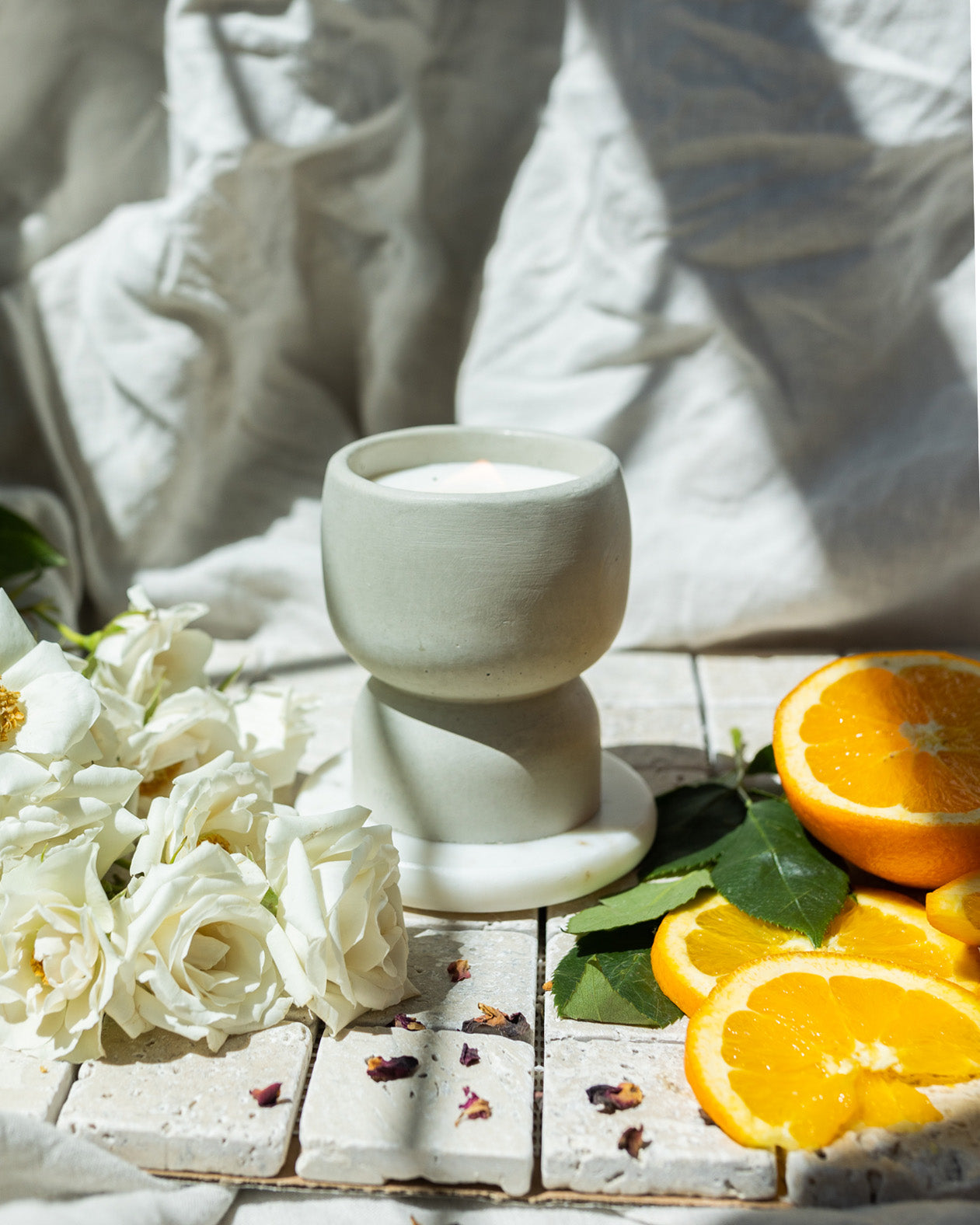 Roses On My Mind Coconut Soy Wax - Concrete Pedestal