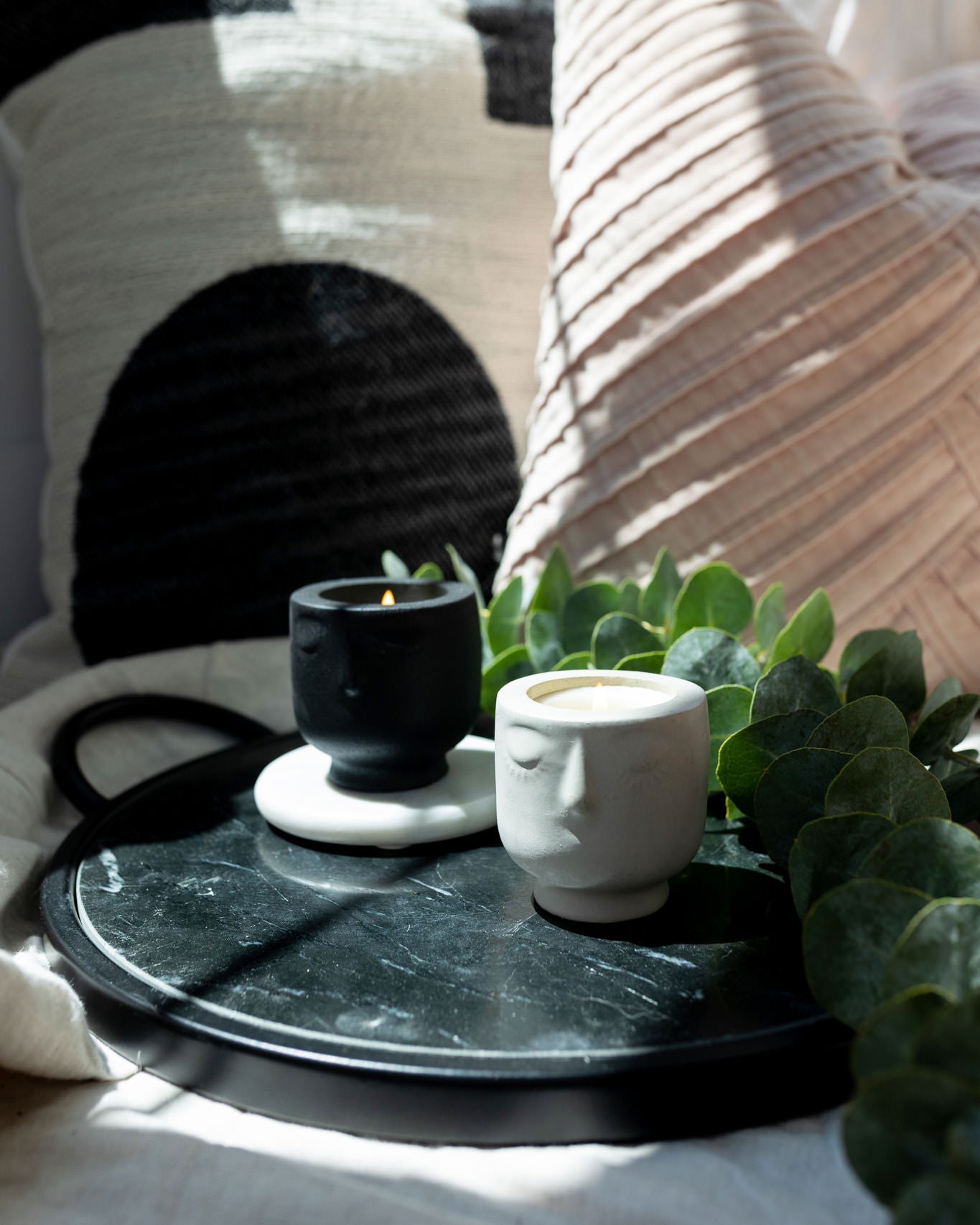 Calm Within The Chaos Coconut Soy Candle -  Modern Face Vessel Noir