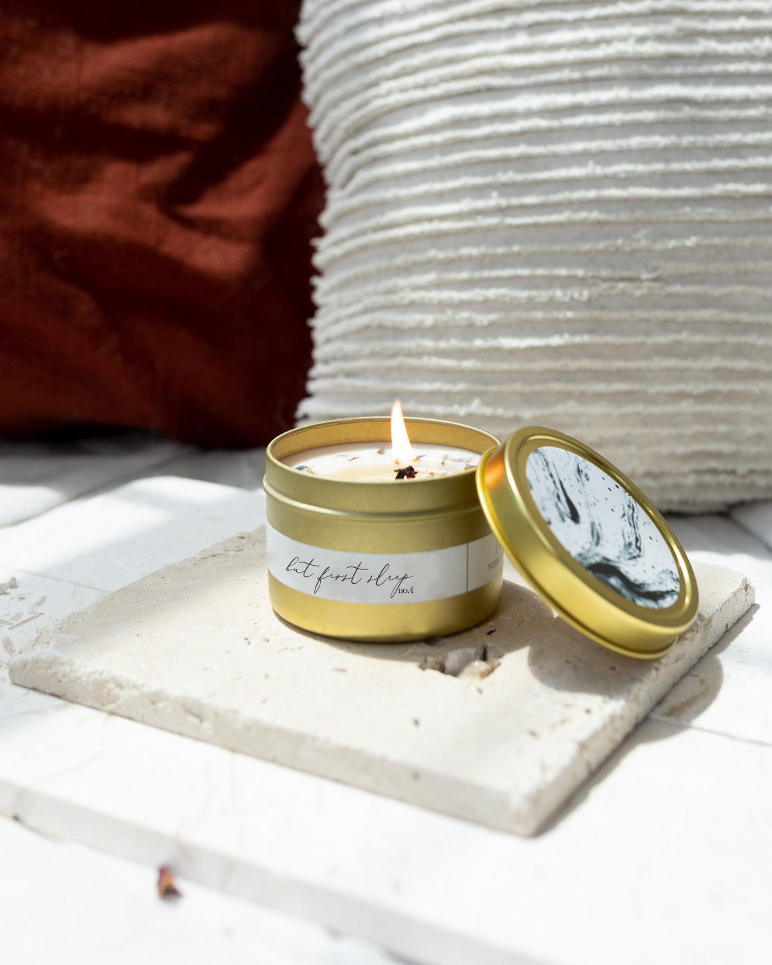 But First Sleep Coconut Soy Candle - Gold Travel Tin
