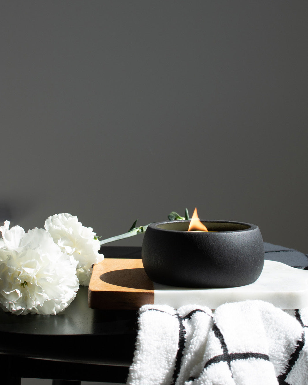 100% Homebody Coconut Soy Candle - Black Concrete Wooden Wick Vessel