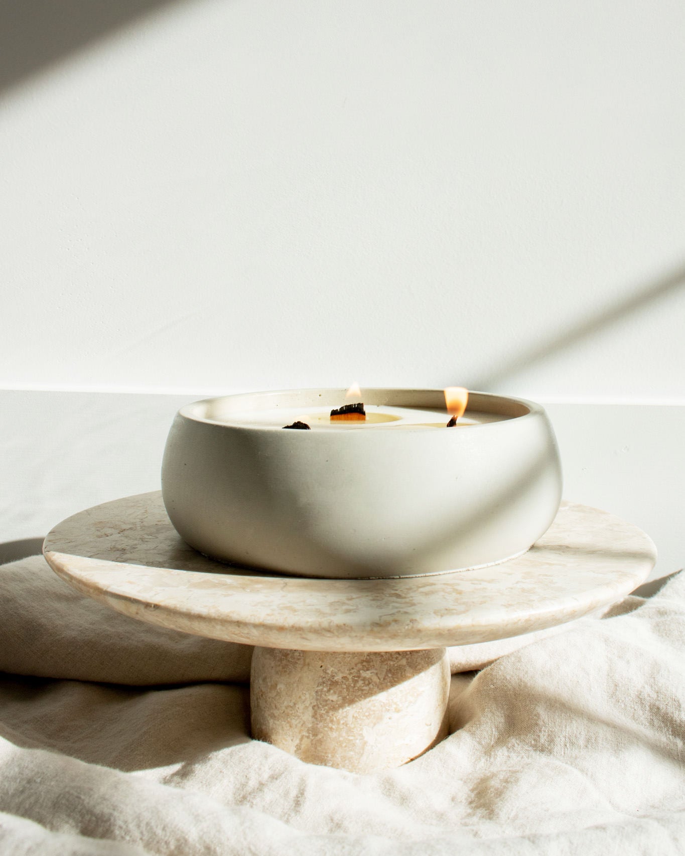 Live By The Sun Coconut Soy Candle - Concrete Wooden Wick Vessel
