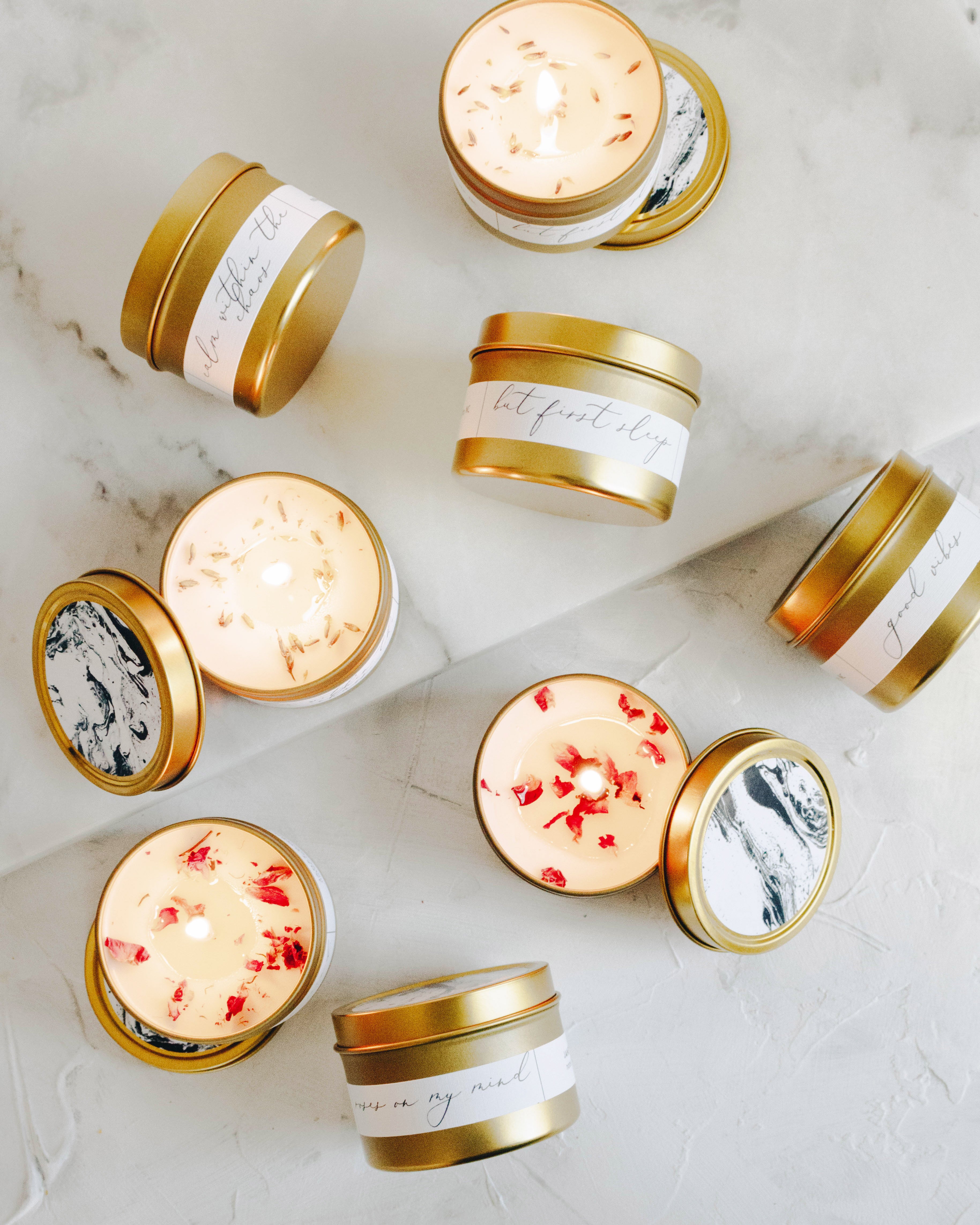 Roses On My Mind Coconut Soy Wax - Gold Travel Tin