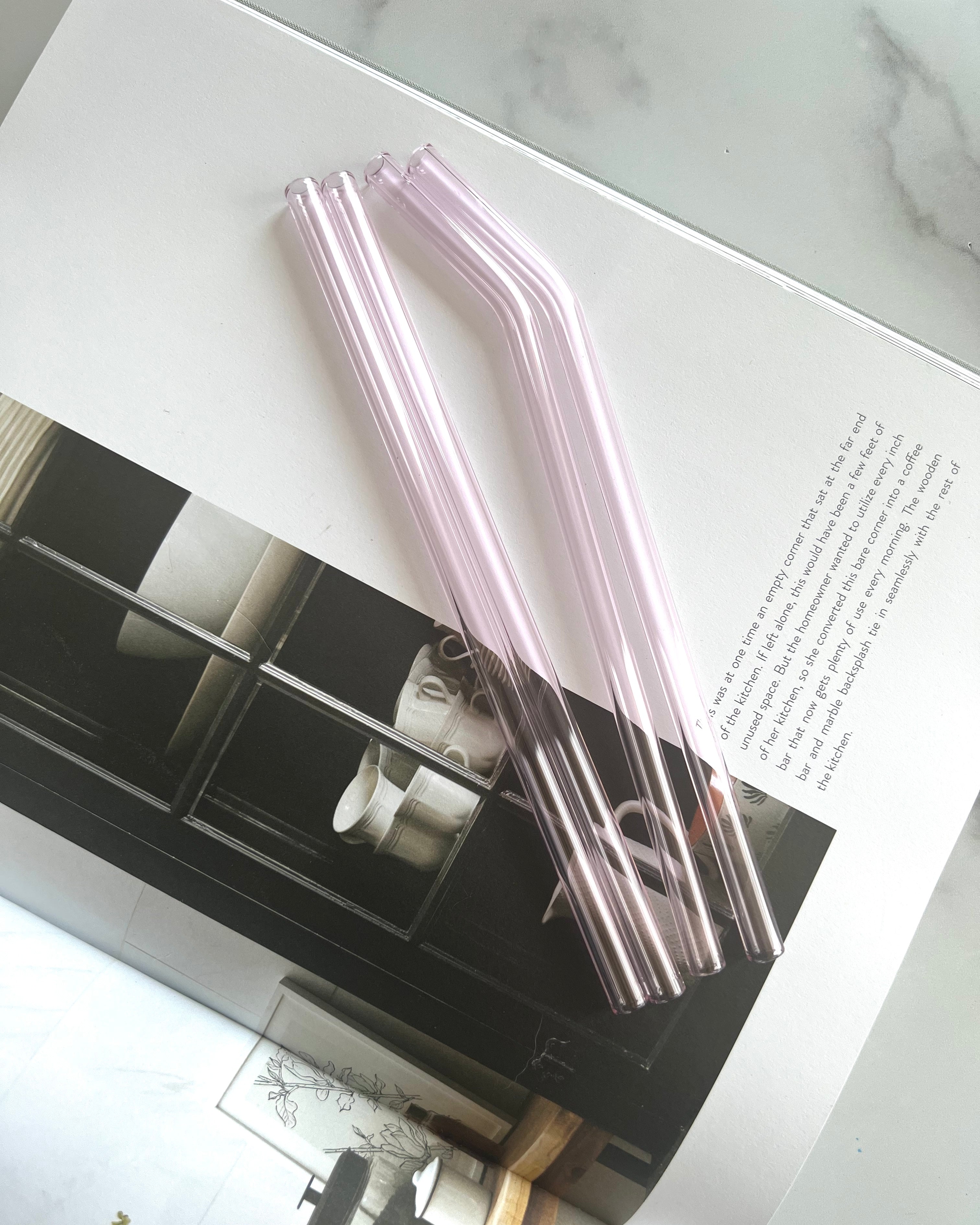Pink Glass Straw (Set of 2)