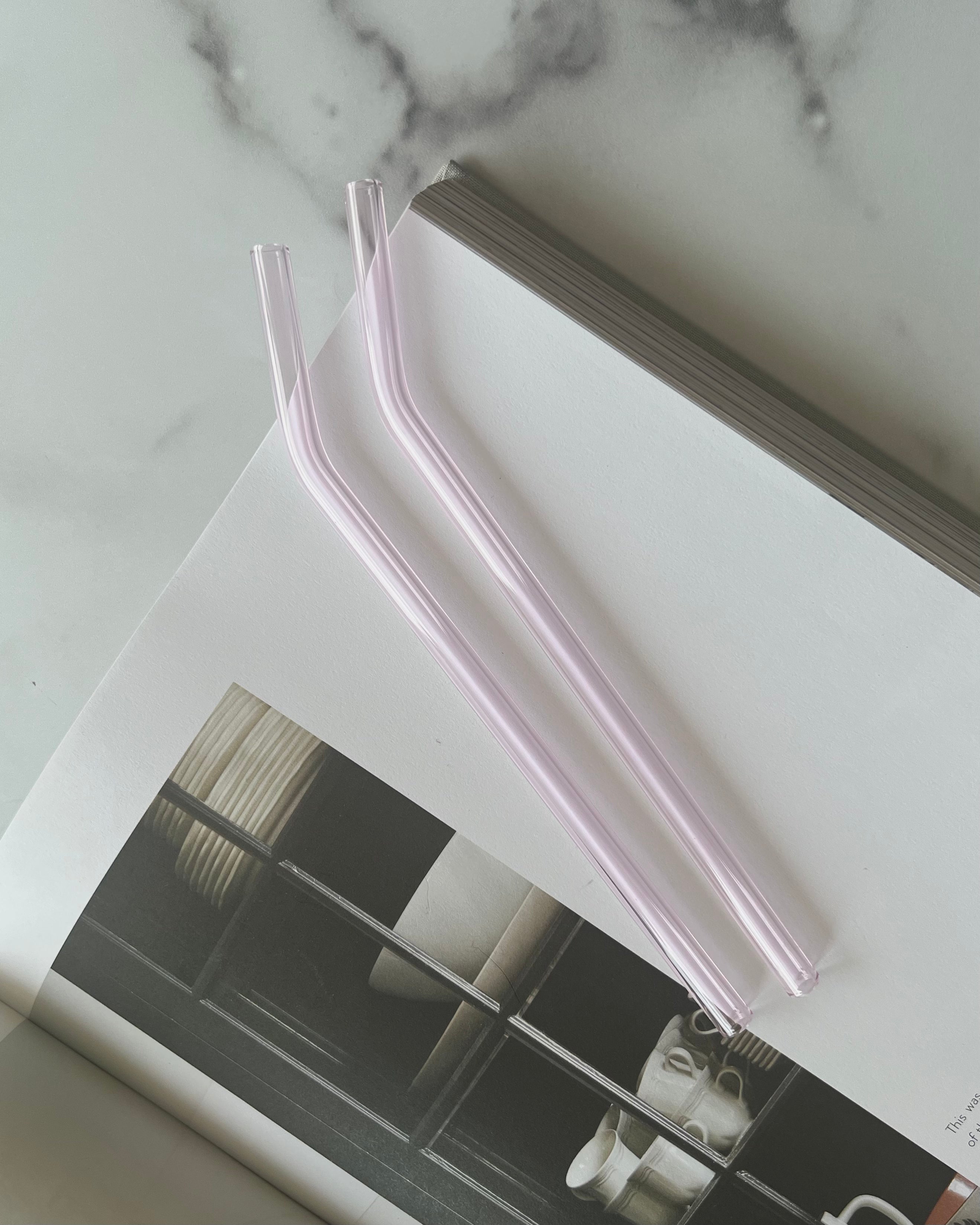 Pink Glass Straw (Set of 2)