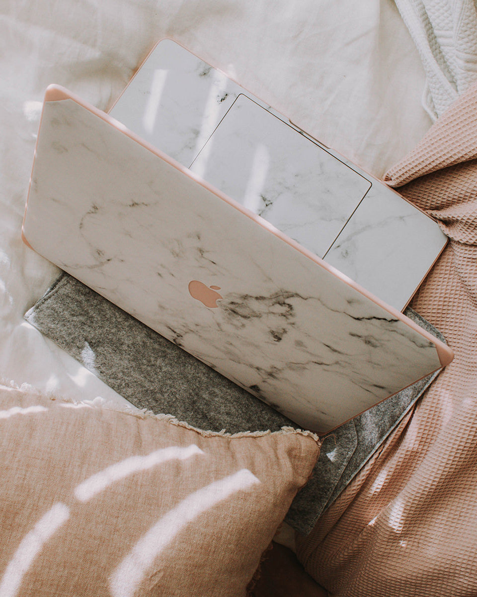 Pink and White Marble Case + Accessories Bundle