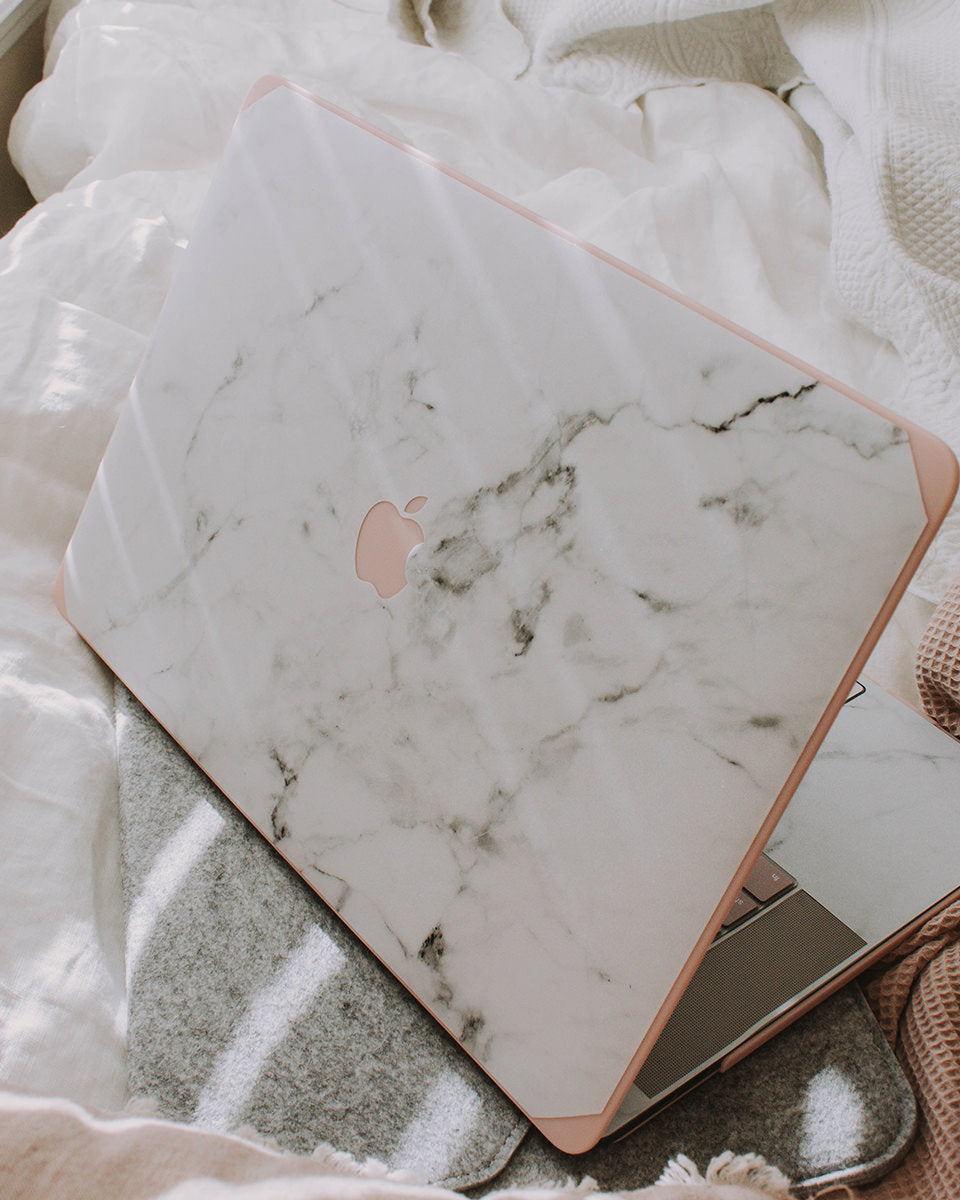 Pink and White Marble Case + Accessories Bundle
