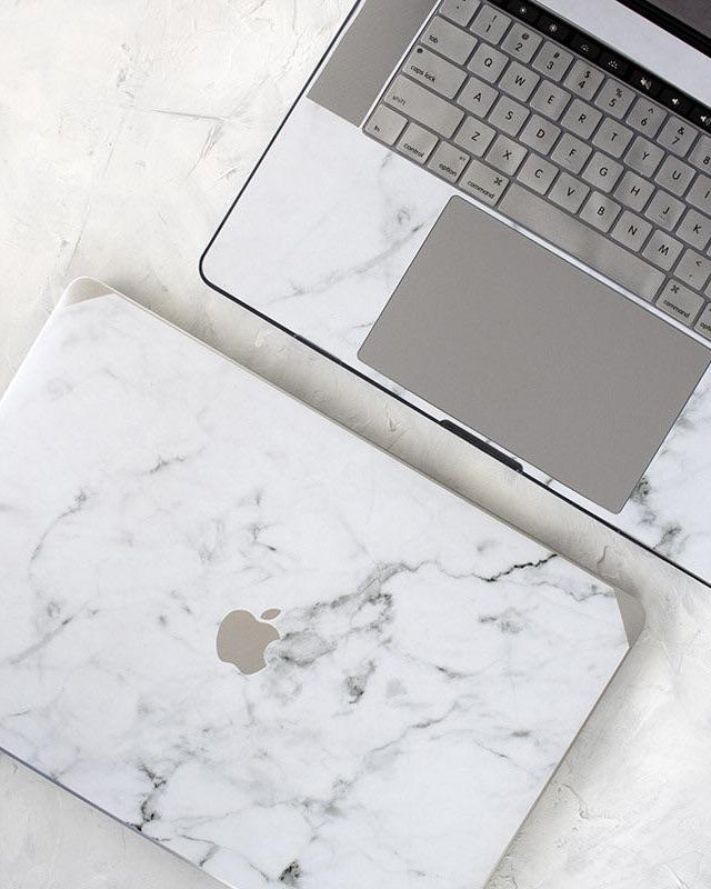 Silver and White Marble Macbook Case