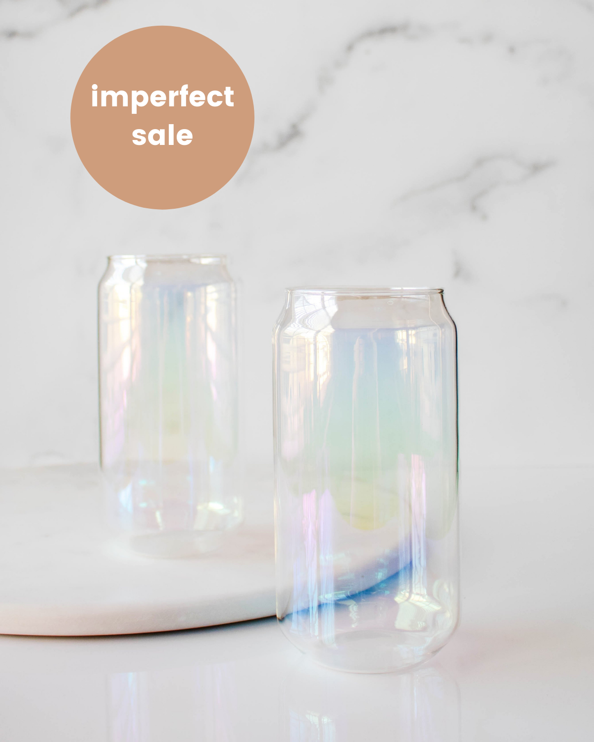 Imperfect Unicorn Rainbow + Pink Can Glass